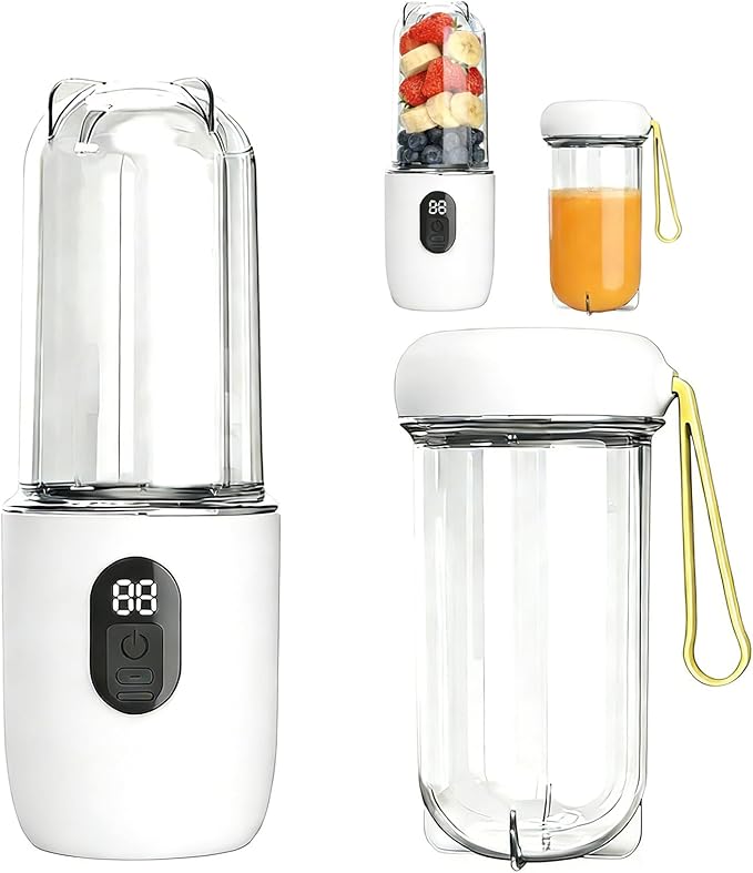 Personal Portable Blender USB Rechargeable Cordless Electric Juicer Cup with Lid &amp Powerful Blending for Smoothies Gym Travel Kitchen