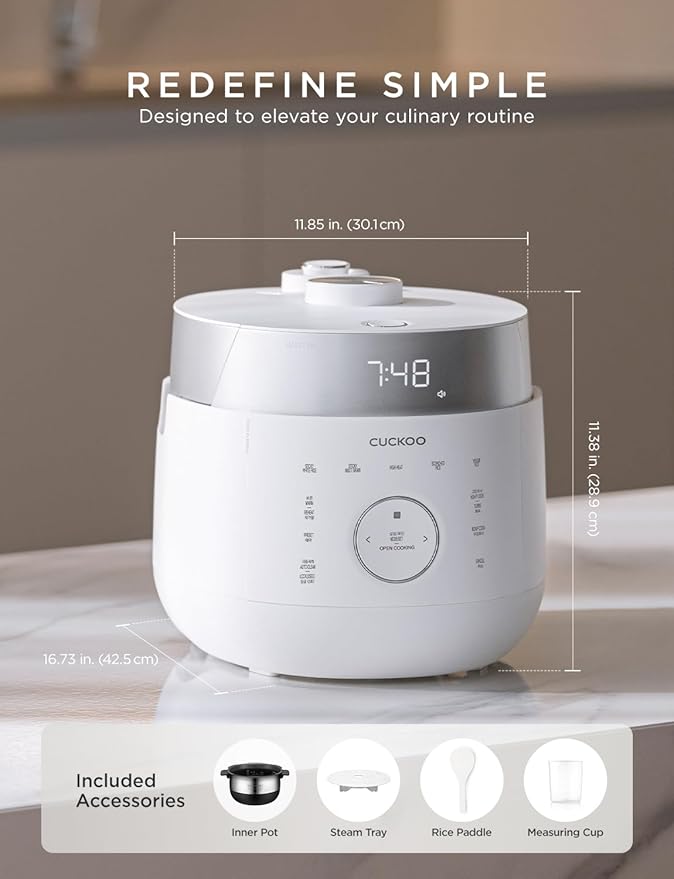 CUCKOO Twin Pressure Rice Cooker 10-Cup Uncooked / 20-Cup Cooked with Induction Heating Technology 20 Menu Modes with Voice Guide Large Rice Maker Multi-Cooker &amp Pressure Cooker (CRP-LHTR1009FW)