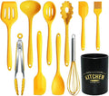 11Pcs Silicone Cooking Utensils Set - Heat Resistant Kitchen Tools Spatula Turner Tongs Spoon Whisk BPA Free Dishwasher Safe Nonstick Cookware Utensils (Yellow)