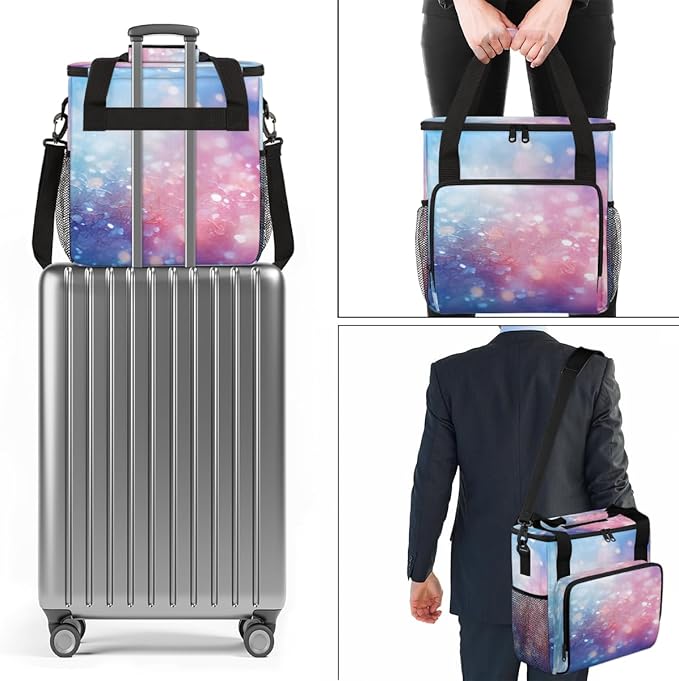 Glitter Coffee Maker Carrying Bag Steel Blue Portable Travel Storage Tote Bag Compatible with K-Mini or K-Mini Plus Single Serve Coffee Brewer Carrying Case with Multiple Pockets &amp Shoulder Stra