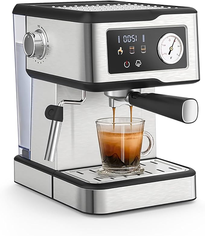 Professional Coffee Machine Multifunctional Machine with Milk Foam Steam Wand Small Stainless Steel Coffee Machine Regular Home Coffee Machine Semi-Automatic Espresso Machine