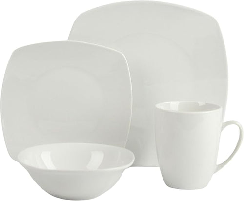 10 Strawberry Street Simply Square 16 Piece Dinnerware Set Porcelain White