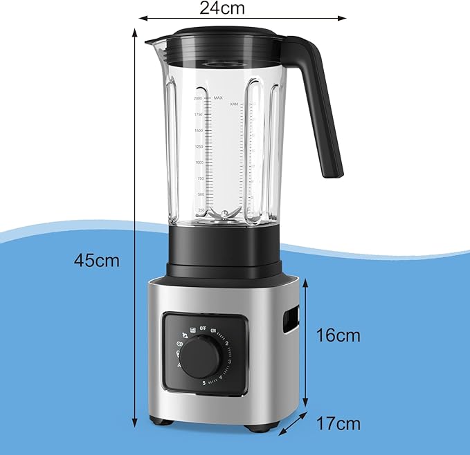 LDAILY Professional Blender Heavy Duty Smoothie Maker w/ 1500W Motor 68 oz Tritan Jar 6 Stainless Steel Blades 5-Level Speed Control &amp 5 Preset Modes Blender for Milkshake &amp Juice Silver