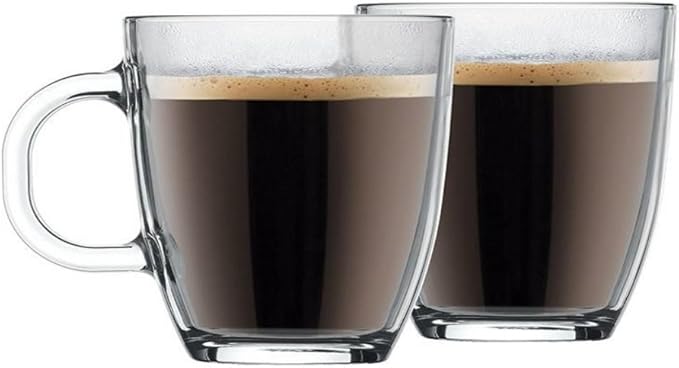 Bodum Caffettiera French Press Coffee Maker 8 Cup 1 Liter 34oz with 2 Glass Mugs 0.35 Liter 12oz