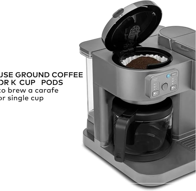 K Duo Coffee Maker for Hot and Iced Drinks Single Serve KCup Pod Brewer and 12 Cup Carafe Drip Coffee Pot 60oz Water ReservoirPause &amp Pour Feature Perfect for Home &amp Office Use