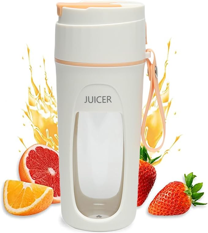 Mini Blender Cup Personal Size Juicer 350ml with 8 Pcs Blades 22000 RPM and Uniform Mixing One Button Blending/Cleaning and Easy to Clean USB Charging for Gym Travel Office Home