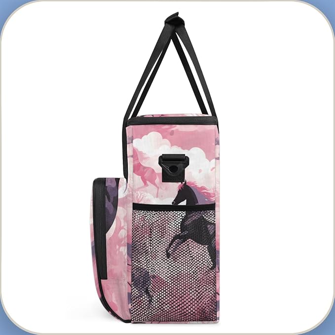 Pink Horse Coffee Maker Carrying Bag Abstract Horse Travel Storage Bag Compatible with K-Mini or K-Mini Plus Single Serve Coffee Brewer Carrying Case with Multiple Pockets &amp Shoulder Strap