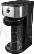 Iced Tea and Coffee Maker with 64oz Pitcher – Automatic Brewer with Strength Selector Reusable Filter and Auto Shut Off (Black)