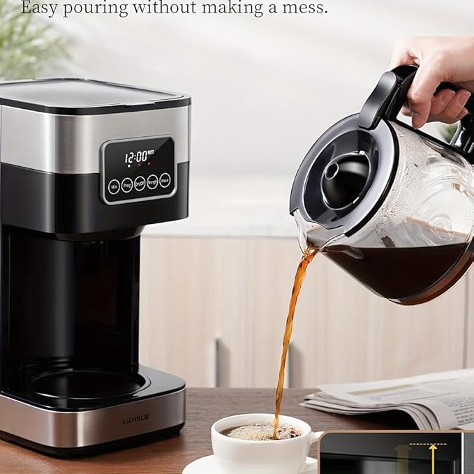 10-Cup Programmable Drip Coffee Maker with Touch-Screen Pause &amp Serve Stainless Steel Black. (1)