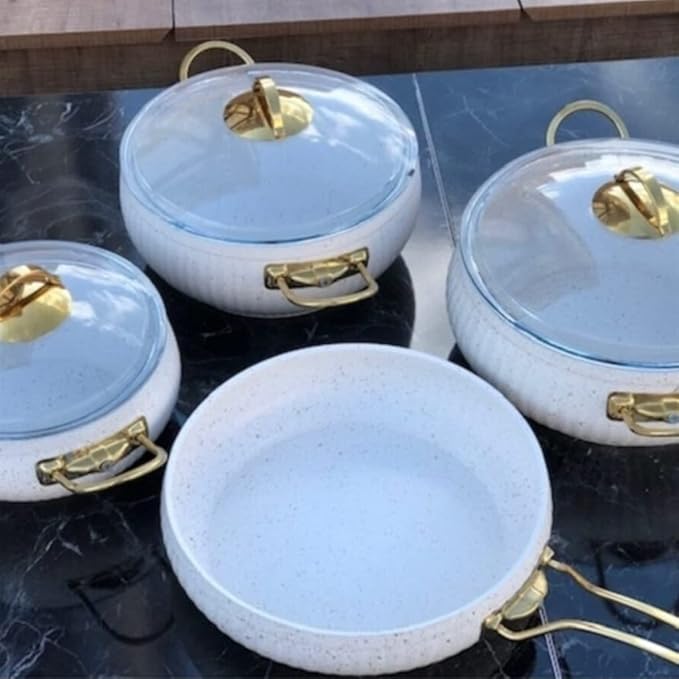 Cookware Pots and Pans 7 Piece Cookware Set with Granite Lid Coating Accessories Kitchen Nonstick Pans