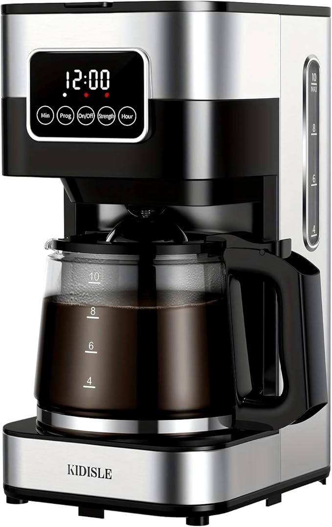 10-Cup Programmable Drip Coffee Maker with Touch-Screen Pause &amp Serve Stainless Steel Black. (1)