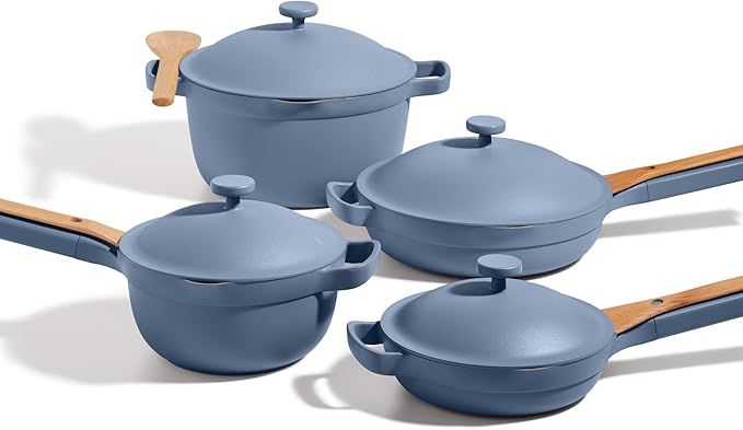 Our Place Cookware Set - Complete 13-Piece Set Including Always Pan 2.0 Mini Always Pan Perfect Pot and Mini Perfect Pot | Multifunctional Toxin-Free Nonstick | Replaces 36 Pieces | Blue Salt