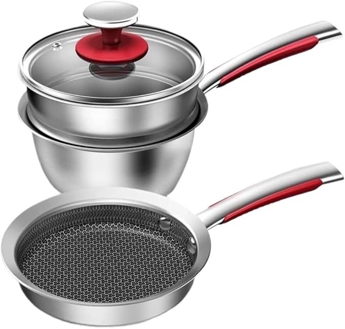 Pots and Pans Set Kitchen Pan Set Breakfast Pots for Kitchen Frying Pan Stainless Steel Cooking Pots Nonstick Cookware Sets Kitchen Cooking Set