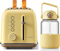 BUYDEEM DT620 2-Slice Toaster with DG710 Glass Water Bottle 34oz Mellow Yellow