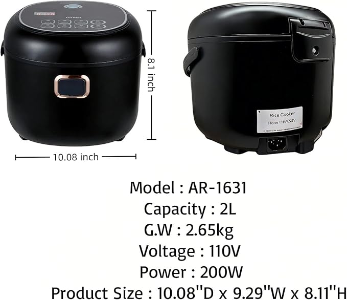 2.0L Mini Rice Cooker Portable 110V Multicooker Home Use Non-Stick Rice Maker Manufacturer Black