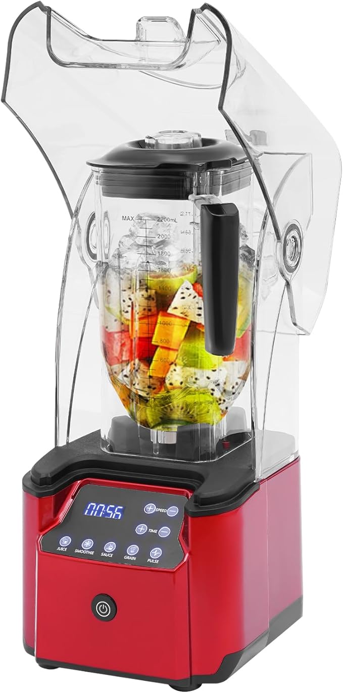 2200W Commercial Blender 74oz Large Capacity Quiet Ice Crusher Machine with Shield 6-Blade Professional Smoothie Maker with Self-Cleaning &amp Touch Screen for Home Restaurant Party