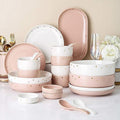 Dinnerware Sets - Luxury Gift Dishes Service Set 42 Pieces Simple Cereal Bowl and Steak Plate Set - Porcelain Dinnerware Set for Wedding Gifts and Family Gathering