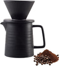 Coffee Filter Porcelain With Cup34oz Pour Over Coffee Maker With Ceramic Mug Coffee Pot With Filter Pour Over Coffee Dropper Coffee Filter Reusable (Black)
