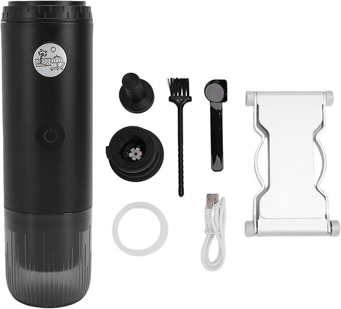 Portable Coffee Maker 19bar Rechargeable Cordless Travel Coffee Maker with Aluminum Dripper Stand 2 Brewing Modes Long Battery Life for Hiking Office Home Kitchens