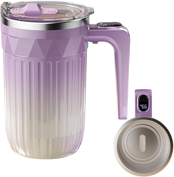 Rechargeable Self Stirring Cup - Electric Coffee Mug for Cocoa | High Torque Motor with Insulated Thermal Walls &amp Button for Birthday Busy Commuters Tea Lovers and Local Cafes
