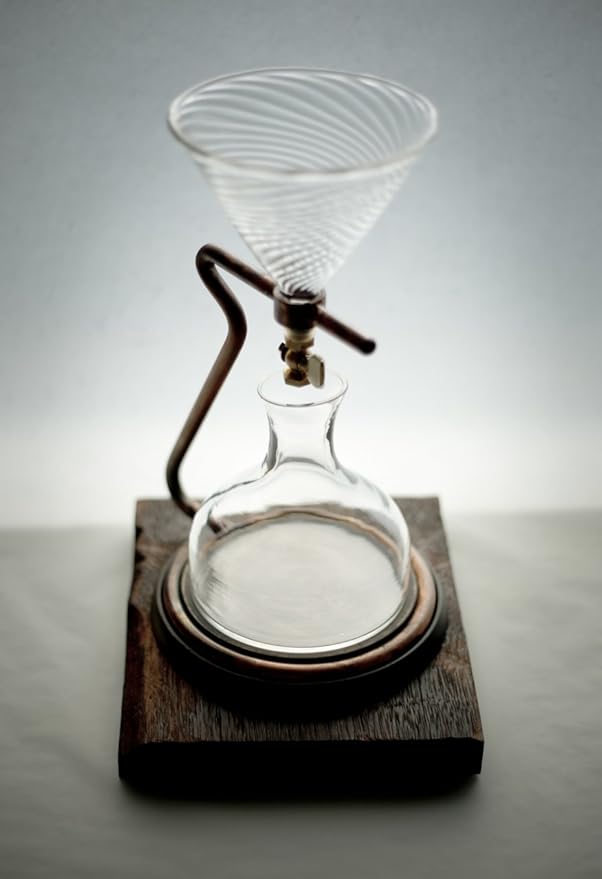 Biduhaev GUT! Coffee Stand - Deluxe Hot or Cold Brew Coffee Dripper/Maker - Copper Maple Handmade Glass 520ml