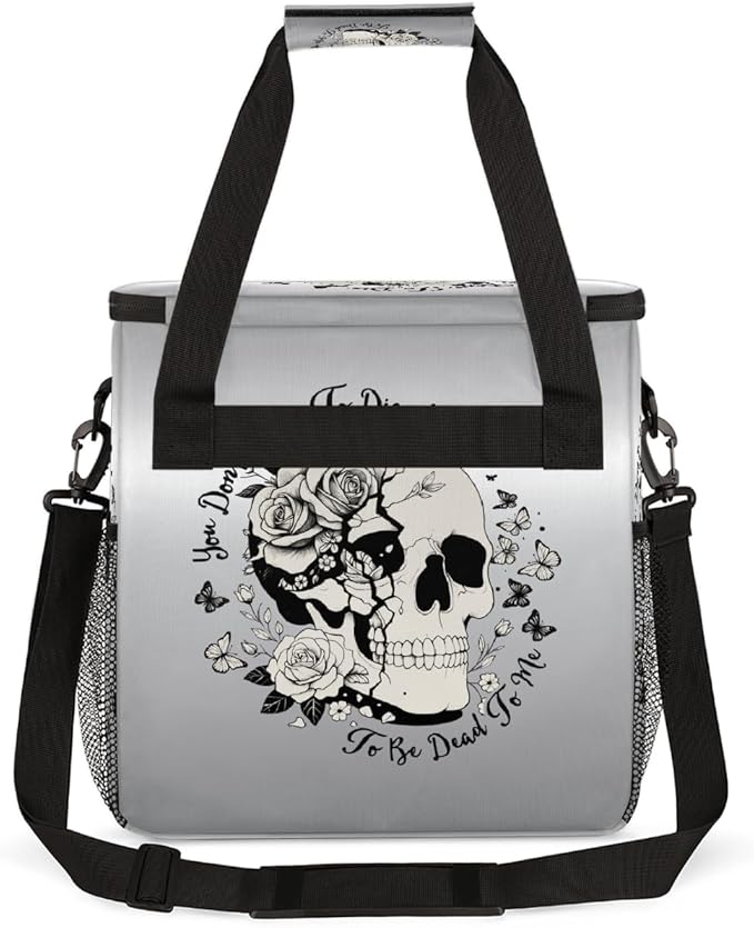 Halloween Skull Flower Butterfly Coffee Maker Carring Bag Travel Carrying Storage Tote Bag Compatible with Keurig K-Mini or K-Mini Plus Portable Single Serve Coffee Brewer Case with Pockets