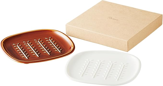 Mino Ware 58-126-231 Miyama Gift Set Dinnerware Set Plate Bread Plate 7.1 x 7.1 inches (18 cm) Pair of 2 Branch Pattern (Ivory Glaze x 1 each) Crust Crust Wedding Gift Housewarming Gift Made