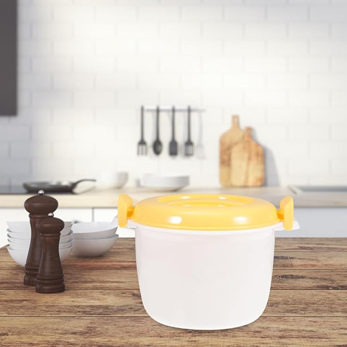 Unomor Microwave Rice Cooker 7.1 Inch Portable Plastic Rice Container with Lid for Steaming Pasta Veggies and More Ideal for Home Office Travel