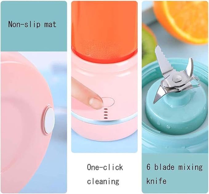 Mini Personal Portable Cordless Juicer Small 400ml Juice Cup Smoothie Maker with USB Rechargeable Fruit Juicer Blender for Travel Office Gym