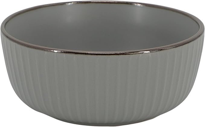 16 Piece White Stoneware Dinnerware Set – Microwave &amp Dishwasher Safe Plates Bowls and Mugs for 4 (Gray)