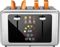 WHALL Touch Screen Toaster 4 Slice Smart Digital Toaster with 1.5 Wide Slots 6 Shade Settings &amp 6 Bread Types Memory Function Countdown Timer Brushed StainlessIdeal Kitchen Gift (Titanium