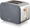 Swan Nordic Toaster 2 Slice with Extra Wide Slots for Bagels Waffles Breads Cancel Defrost and Bagel Function 6 Brown Settings Slate Grey (ST14610GRYN)