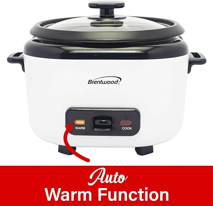 Brentwood 7-Function Smart Rice Multi-Cooker – Food Steamer Slow Cooker Sauté Keep Warm and 15hr Delay Timer Stainless Steel (White 10 Cups Cooked / 5 Cups Uncooked)