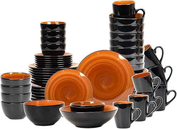 Stoneware Sonoma 56pc Dinnerware Set Black + Speckled Spin Wash Spice