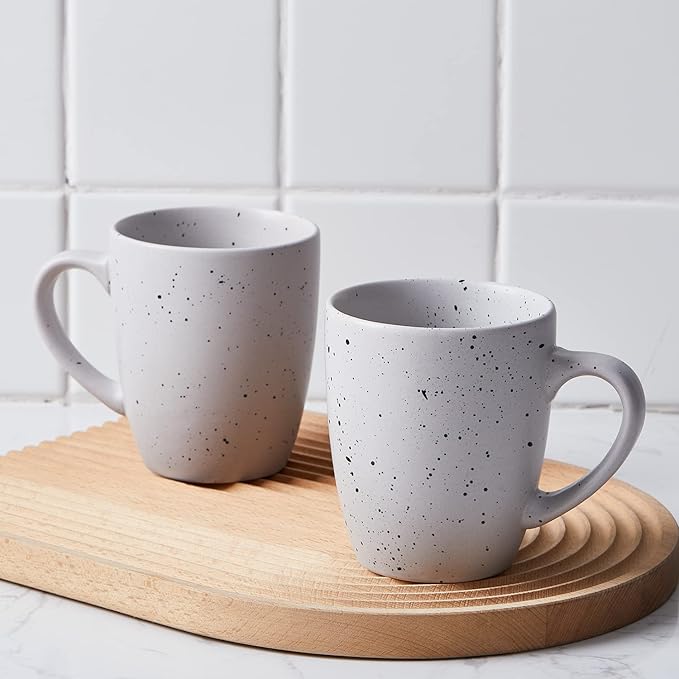 Stone Lain Jade Stoneware 16 Piece Dinnerware Set Home Kitchen Dish Set with Dinner Plates Salad Plates Bowls &amp Mugs - Service for 4 Light Grey