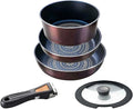 Pearl Metal HB-3497 5-Piece Frying Pan and Pot Set Induction Compatible Brown Diamond Coat Removable Handle Set 5