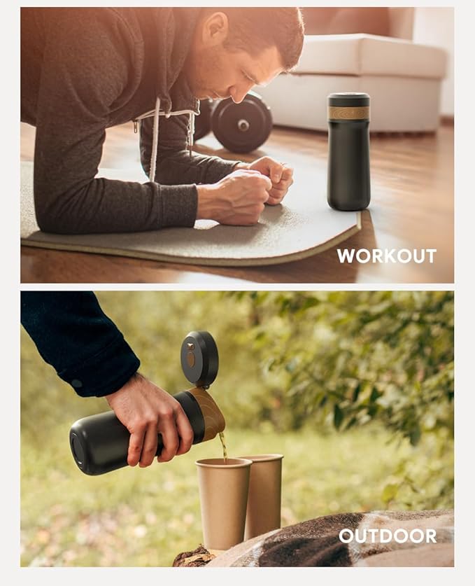 Portable French Press Stainless Steel Coffee Maker Travel French Press Insulated Bottle Cup - 320ml Portable Coffee Maker with Double Wall Insulation Ideal for On - the - go Coffee Lovers