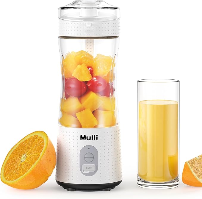 Mulli Personal BlenderUSB-C Rechargeable Ice CrusherPro-Grade Travel Blender for Gym Camping Baby FoodBPA-Free with Flip-Top Lid