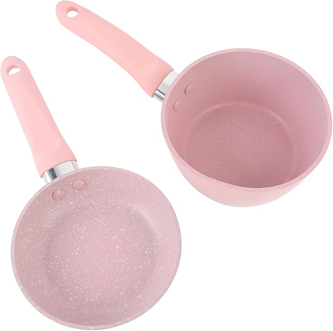 Mumusuki 2 Pcs Cookware Set Anti Stick Aluminum Alloy Removable Soup Milk Pot and Frying Pan Set Professional Kitchen Cooking Set for Electric Ceramic Stove