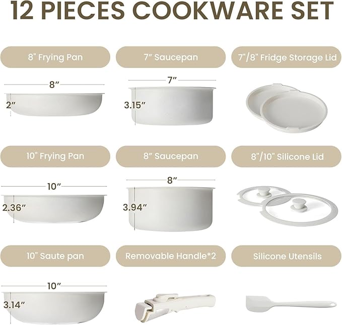 12Piece Cookware Set Pots and Pans Set Kitchen Granite Non Stick Bakeware