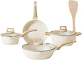 Kitchen Cookware Set Pots and Pans Set White Nonstick Granite Coating Dishwasher Safe Fast Even Heat Induction Frying Pan Stockpot Sauce Pan