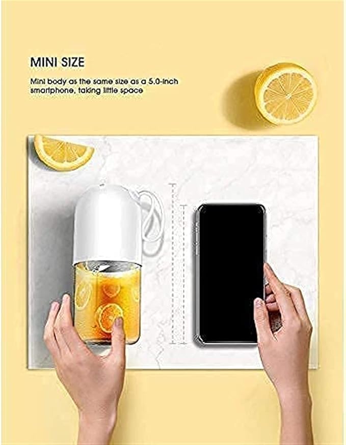 Portable Blender for Milkshakes and Baby Food Mini Handheld LCD Juicer Cup 1200mAh USB Rechargeable with four Blades for Home and Outdoors（White）