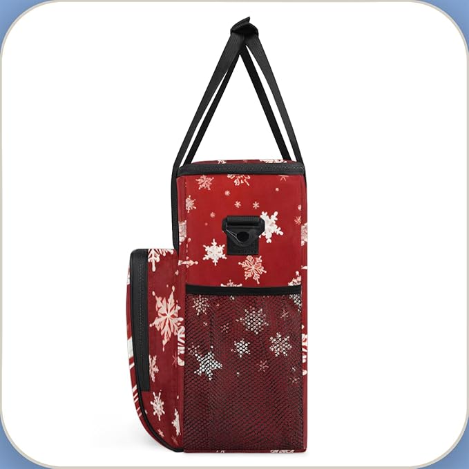 Xmas Snowflakes Coffee Maker Carrying Bag Oil Painting Snowflakes Travel Storage Bag Compatible with K-Mini or K-Mini Plus Single Serve Coffee Brewer Carrying Case with Pockets &amp Shoulder Strap