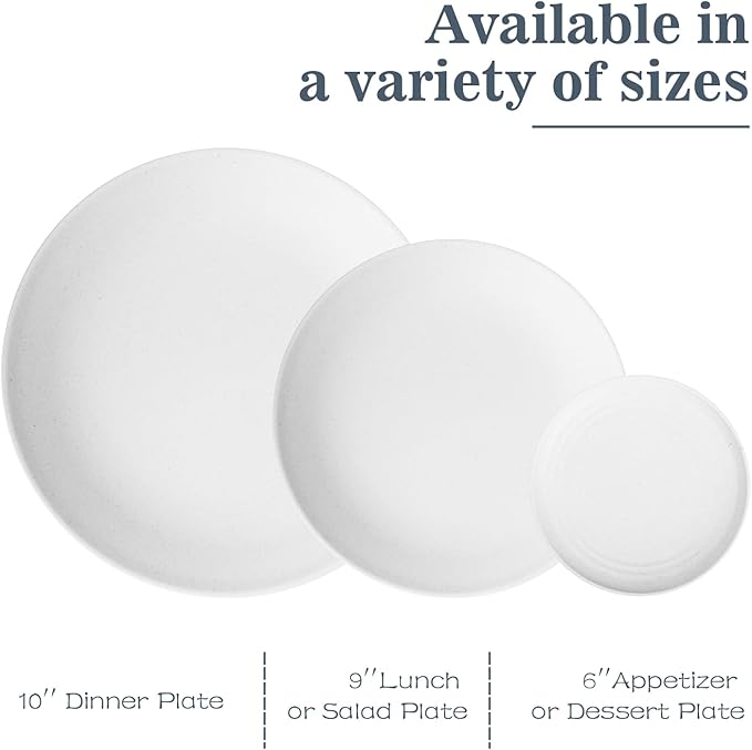Wheat Straw Dinnerware Sets - 40 PCS Unbreakable Plates and Bowls Sets Service for 8 Kitchen Dishes Set Dinner Plates Cereal Bowls Cups Set Camping Dish Dishwasher &amp Microwave Safe - White