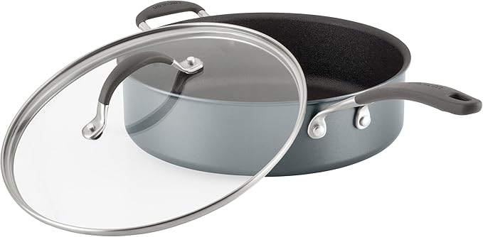 Circulon A1 Series with ScratchDefense Technology Nonstick Induction Sauté Pan with Helper Handle and Lid 5 Quart Graphite