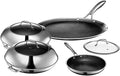 HexClad Hybrid Nonstick 7-Piece Cookware Set 14 Pan with Lid 14 Wok with Lid 12 Griddle and 10 Pan Stay-Cool Handles Dishwasher and Oven-Safe Induction Ready Compatible with All Cooktops
