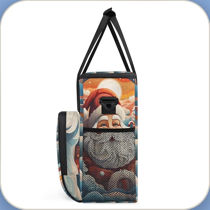 Colorful Santa Claus Coffee Maker Carrying Bag Watercolor Santa Claus Travel Storage Bag Compatible with K-Mini or K-Mini Plus Single Serve Coffee Brewer Carrying Case with Pockets &amp Shoulder St