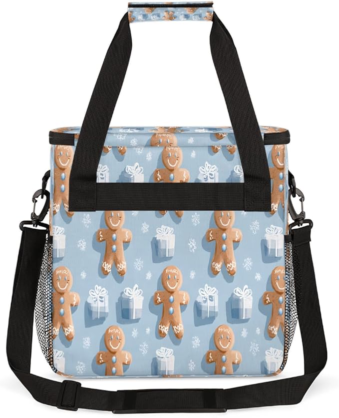 Merry Christmas Ginger Fruit Gift Coffee Maker Carring Bag Travel Carrying Storage Tote Bag Compatible with Keurig K-Mini or K-Mini Plus Portable Single Serve Coffee Brewer Case with Pockets