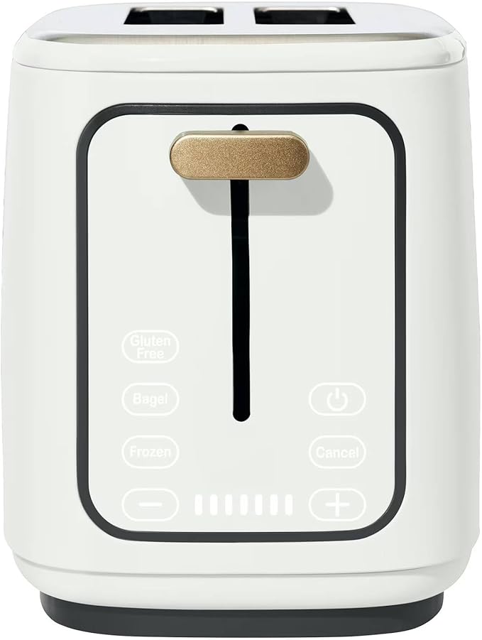 2 Slot Toaster with Touch Display Adjustable Browning Wide Slots White