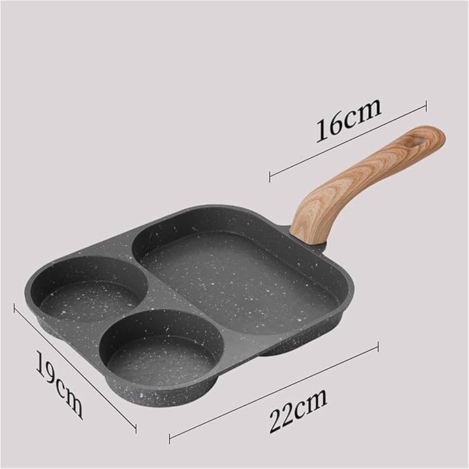 cookware set Stone Four-hole Fried Egg Pot Household Non-stick Flat Bottom Dumpling Breakfast Eggs Hamburger Frying Tools(Black)